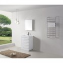 Bailey 24" Single Bathroom Vanity in Gloss White with White Polymarble Top and Square Sink with Polished Chrome Faucet and Mirror