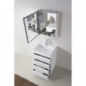 Bailey 24" Single Bathroom Vanity in Gloss White with White Polymarble Top and Square Sink with Polished Chrome Faucet and Mirror