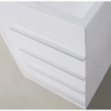 Bailey 24" Single Bathroom Vanity in Gloss White with White Polymarble Top and Square Sink with Polished Chrome Faucet and Mirror