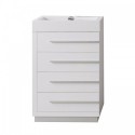 Bailey 24" Single Bathroom Vanity in Gloss White with White Polymarble Top and Square Sink