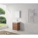 Bailey 24" Single Bathroom Vanity in Plum with White Polymarble Top and Square Sink with Polished Chrome Faucet and Mirror