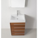 Bailey 24" Single Bathroom Vanity in Plum with White Polymarble Top and Square Sink with Brushed Nickel Faucet and Mirror