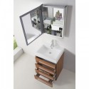 Bailey 24" Single Bathroom Vanity in Plum with White Polymarble Top and Square Sink with Brushed Nickel Faucet and Mirror