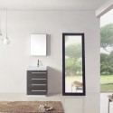 Bailey 24" Single Bathroom Vanity in Wenge with White Polymarble Top and Square Sink with Brushed Nickel Faucet and Mirror