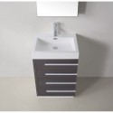 Bailey 24" Single Bathroom Vanity in Wenge with White Polymarble Top and Square Sink with Brushed Nickel Faucet and Mirror