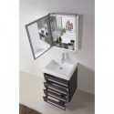 Bailey 24" Single Bathroom Vanity in Wenge with White Polymarble Top and Square Sink with Brushed Nickel Faucet and Mirror