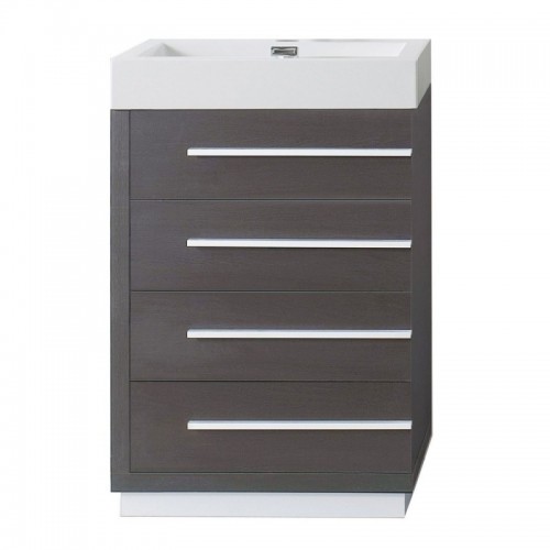 Bailey 24" Single Bathroom Vanity in Wenge with White Polymarble Top and Square Sink