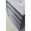 Bailey 30" Single Bathroom Vanity in Grey with White Polymarble Top and Square Sink with Polished Chrome Faucet and Mirror