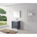 Bailey 30" Single Bathroom Vanity in Grey with White Polymarble Top and Square Sink with Brushed Nickel Faucet and Mirror