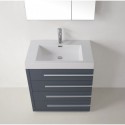 Bailey 30" Single Bathroom Vanity in Grey with White Polymarble Top and Square Sink with Brushed Nickel Faucet and Mirror