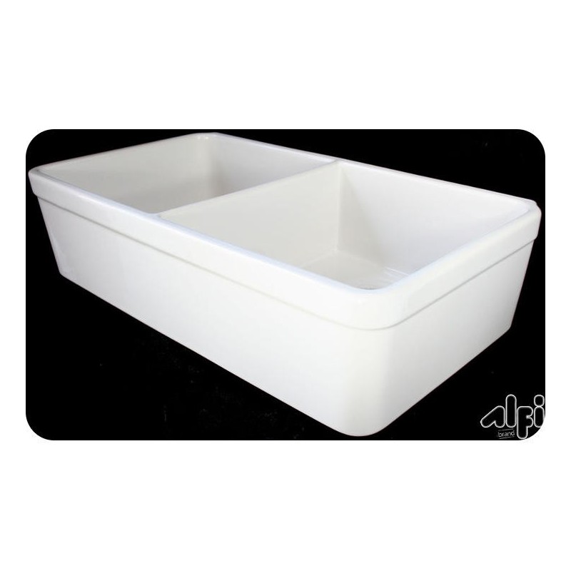 ALFI Brand AB512-B 32 Inch Double Bowl Fireclay Farmhouse Kitchen Sink in Biscuit