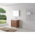 Bailey 30" Single Bathroom Vanity in Plum with White Polymarble Top and Square Sink with Brushed Nickel Faucet and Mirror