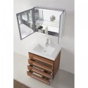 Bailey 30" Single Bathroom Vanity in Plum with White Polymarble Top and Square Sink with Brushed Nickel Faucet and Mirror