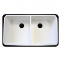 ALFI Brand AB512-B 32 Inch Double Bowl Fireclay Farmhouse Kitchen Sink in Biscuit