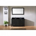 Caroline Premium 60" Double Bathroom Vanity in Zebra Grey with Black Galaxy Granite Top and Round Sink with Mirror