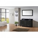 Caroline Premium 60" Double Bathroom Vanity in Zebra Grey with Black Galaxy Granite Top and Round Sink with Mirror