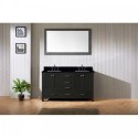 Caroline Premium 60" Double Bathroom Vanity in Zebra Grey with Black Galaxy Granite Top and Square Sink with Mirror
