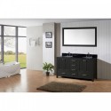 Caroline Premium 72" Double Bathroom Vanity in Zebra Grey with Black Galaxy Granite Top and Round Sink with Mirror