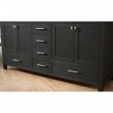 Caroline Premium 72" Double Bathroom Vanity in Zebra Grey with Black Galaxy Granite Top and Round Sink with Mirror