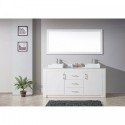 Tavian 72" Double Bathroom Vanity in Gloss White with Marble Top and Square Sink with Polished Chrome Faucet and Mirror