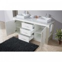 Tavian 72" Double Bathroom Vanity in Gloss White with Marble Top and Square Sink with Polished Chrome Faucet and Mirror