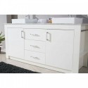 Tavian 72" Double Bathroom Vanity in Gloss White with Marble Top and Square Sink with Polished Chrome Faucet and Mirror