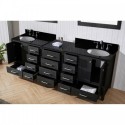 Caroline Premium 90" Double Bathroom Vanity in Zebra Grey with Black Galaxy Granite Top and Round Sink with Mirrors