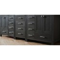 Caroline Premium 90" Double Bathroom Vanity in Zebra Grey with Black Galaxy Granite Top and Round Sink with Mirrors