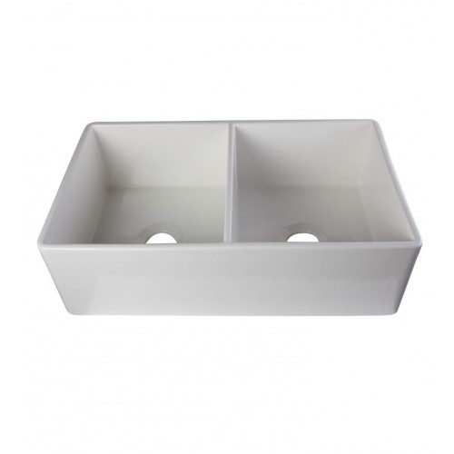 ALFI Brand AB538-W Double Bowl Fireclay Farmhouse Kitchen Sink in White