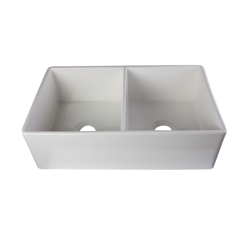 ALFI Brand AB538-W Double Bowl Fireclay Farmhouse Kitchen Sink in White