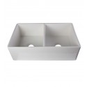 ALFI Brand AB538-W Double Bowl Fireclay Farmhouse Kitchen Sink in White