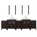 Dior 110" Double Bathroom Vanity in Espresso with White Engineered Stone Top and Square Sink with Polished Chrome Faucet and Mirrors
