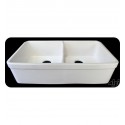 ALFI Brand AB5123-B Short Wall Double Bowl Fireclay Farmhouse Kitchen Sink in Biscuit