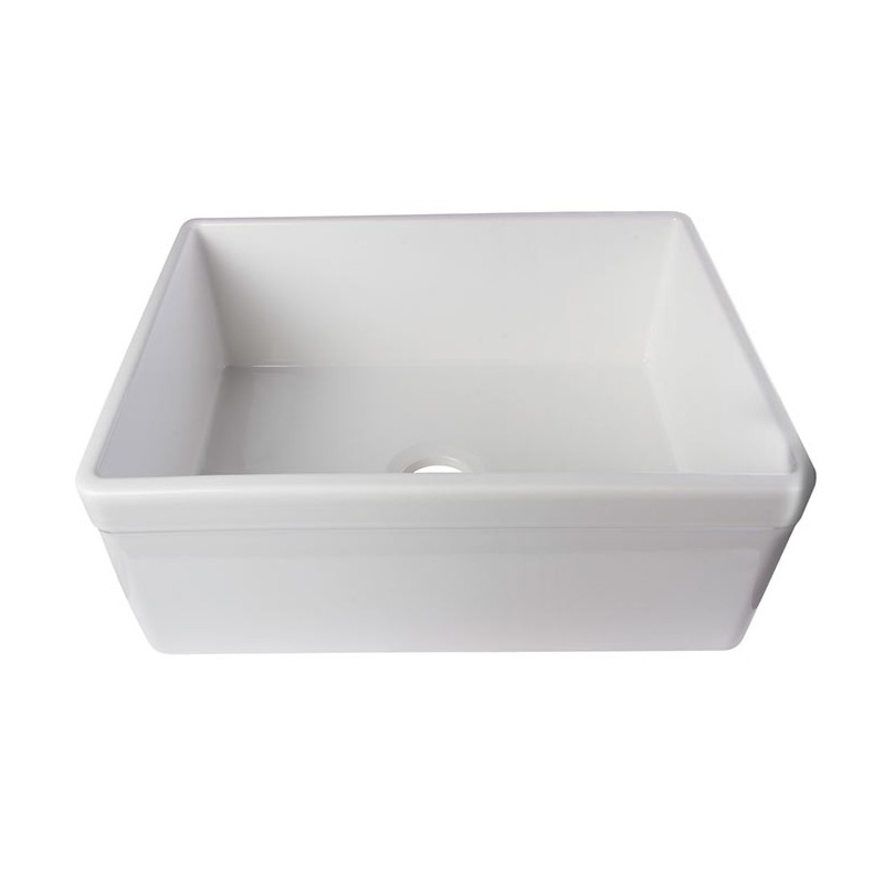 ALFI Brand AB506-W Decorative Lip Single Bowl Fireclay Farmhouse Kitchen Sink in White