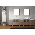 Dior 118" Double Bathroom Vanity in Dark Oak with Marble Top and Square Sink with Polished Chrome Faucet and Mirrors