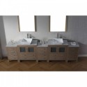 Dior 118" Double Bathroom Vanity in Dark Oak with Marble Top and Square Sink with Polished Chrome Faucet and Mirrors