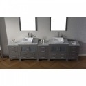 Dior 118" Double Bathroom Vanity in Grey Oak with Marble Top and Square Sink with Polished Chrome Faucet and Mirrors