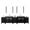 Dior 118" Double Bathroom Vanity in Zebra Grey with Marble Top and Square Sink with Brushed Nickel Faucet and Mirrors