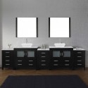 Dior 118" Double Bathroom Vanity in Zebra Grey with Marble Top and Square Sink with Brushed Nickel Faucet and Mirrors