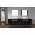 Dior 118" Double Bathroom Vanity in Zebra Grey with Marble Top and Square Sink with Brushed Nickel Faucet and Mirrors