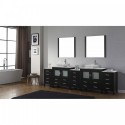 Dior 118" Double Bathroom Vanity in Zebra Grey with Marble Top and Square Sink with Brushed Nickel Faucet and Mirrors
