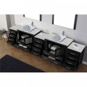 Dior 118" Double Bathroom Vanity in Zebra Grey with Marble Top and Square Sink with Brushed Nickel Faucet and Mirrors