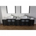Dior 118" Double Bathroom Vanity in Zebra Grey with Marble Top and Square Sink with Brushed Nickel Faucet and Mirrors