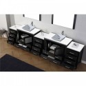 Dior 126" Double Bathroom Vanity in Zebra Grey with White Engineered Stone Top and Square Sink with Brushed Nickel Faucet and Mirrors