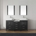 Dior 66" Double Bathroom Vanity in Zebra Grey with White Engineered Stone Top and Square Sink with Polished Chrome Faucet and Mirrors