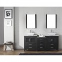 Dior 66" Double Bathroom Vanity in Zebra Grey with Marble Top and Square Sink with Polished Chrome Faucet and Mirrors