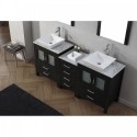 Dior 66" Double Bathroom Vanity in Zebra Grey with Marble Top and Square Sink with Polished Chrome Faucet and Mirrors