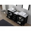 Dior 66" Double Bathroom Vanity in Zebra Grey with Marble Top and Square Sink with Polished Chrome Faucet and Mirrors