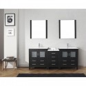 Dior 78" Double Bathroom Vanity in Zebra Grey with Slim White Ceramic Top and Square Sink with Brushed Nickel Faucet and Mirrors