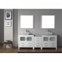 Dior 82" Double Bathroom Vanity in White with Marble Top and Square Sink with Brushed Nickel Faucet and Mirrors